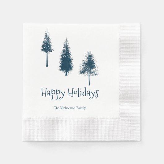 Navy Blue Winter Trees Servet (Voorkant)