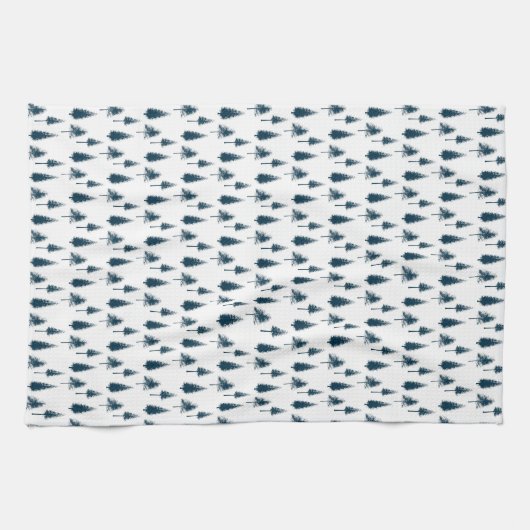 Navy Blue Winter Trees Theedoek (Horizontaal)