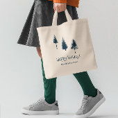 Navy Blue Winter Trees Tote Bag