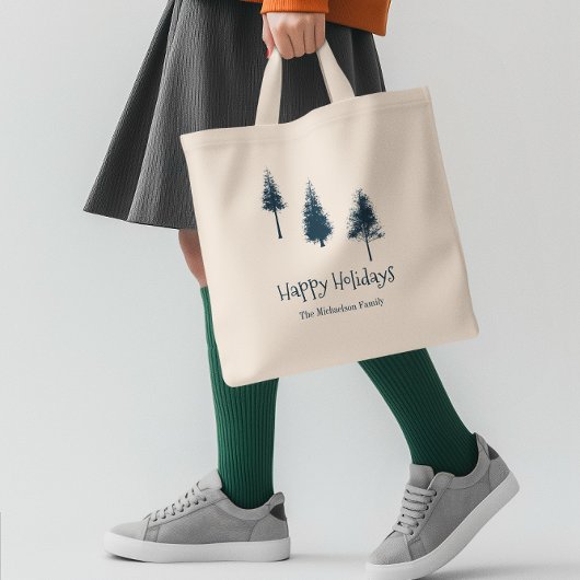 Navy Blue Winter Trees Tote Bag