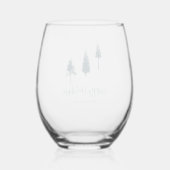 Navy Blue Winter Trees Wijnglas Zonder Voet (Achterkant)