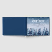 Navy Blue Winter Wonderland Pine Kerstbruiloft Gastenboek (Volledig)