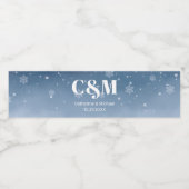 Navy Blue Winter Wonderland Sneeuwvlokken Kerstmis Waterfles Etiket