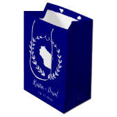 Navy Blue Wisconsin Kaart Huwelijk Welkom Swag Medium Cadeauzakje (Voorkant Gekanteld)