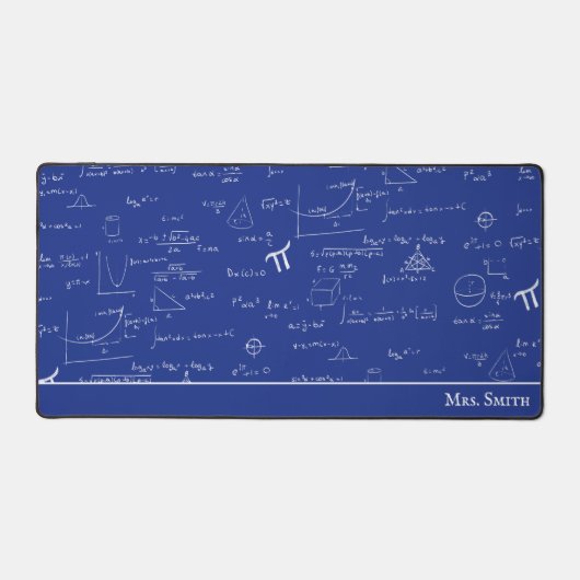 Navy Blue Wiskunde Formulas Vergelijkingen Leraar Bureaumat (Voorkant)