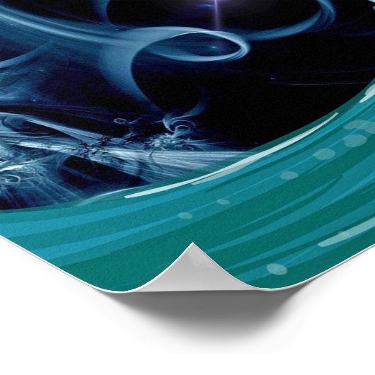 Navy Blue Wispy Sky Japanse golfkunst Poster (Hoek)