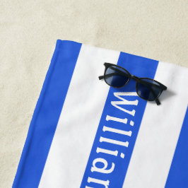 Navy Blue Wit | Cabana Strepen Persoonlijk Strandlaken
