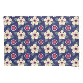 Navy Blue with Cream Flowers Kussensloop (Voorkant)