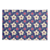 Navy Blue with Cream Flowers Pillow Case Kussensloop (Achterkant)