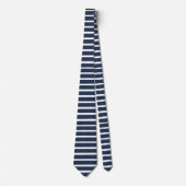 Navy Blue Witte Strepen Stropdas (Voorkant)