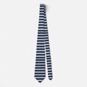 Navy Blue Witte Strepen Stropdas