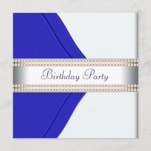 Navy Blue Womans Birthday Party Kaart