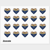 Navy Blue Wood Burlap Lace Sunflower Wedding Hart Sticker (Vel)
