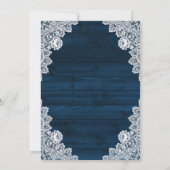 Navy Blue Wood Lace Eat Drink en moet getrouwd zij Kaart (Achterkant)