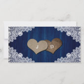 Navy Blue Wood Lace Sunflower Hartelijk dank Bedankkaart (Achterkant)