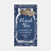 Navy Blue Wood Mason Jar Winter Wedding Dank u Servet (Voorkant)