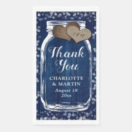 Navy Blue Wood Mason Jar Winter Wedding Dank u Servet