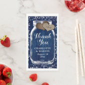 Navy Blue Wood Mason Jar Winter Wedding Dank u Servet (Insitu)