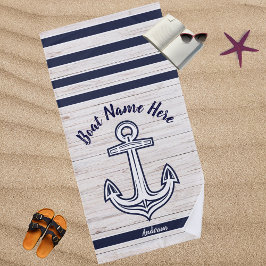 Navy Blue Wood Nautical Anchor Add Boat Name Strandlaken