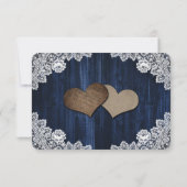 Navy Blue Wood String Lights Sunflower Wedding RSVP Kaartje (Achterkant)