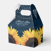 Navy Blue Wood Sunflower Weddenschap Bedankdoosjes (Voorkant Zijde)