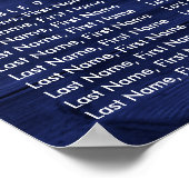 Navy Blue Wood Sunflower Wedding Seating Chart 12 Poster (Hoek)