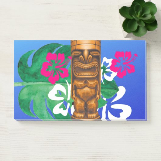 Navy blue wood tiki en hibiscus post-it® notes (Kantoor)