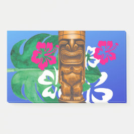 Navy blue wood tiki en hibiscus post-it® notes