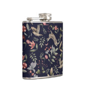 Navy Blue Woodland Animals Floral Leaves Pattern Heupfles (Rechts)