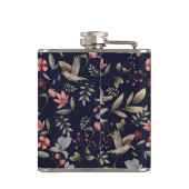 Navy Blue Woodland Animals Floral Leaves Pattern Heupfles (Achterkant)