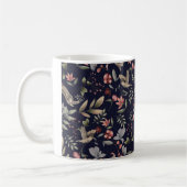 Navy Blue Woodland Animals Floral Leaves Pattern Koffiemok (Links)