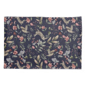Navy Blue Woodland Animals Floral Leaves Pattern Kussensloop (Achterkant)