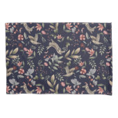 Navy Blue Woodland Animals Floral Leaves Pattern Kussensloop (Voorkant)