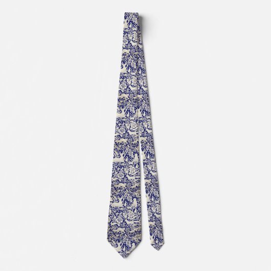 Navy Blue Woodland Dierenvriend Forest Pattern Stropdas (Voorkant)