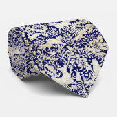 Navy Blue Woodland Dierenvriend Forest Pattern Stropdas (Opgerold)
