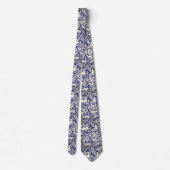Navy Blue Woodland Dierenvriend Forest Pattern Stropdas (Achterkant)