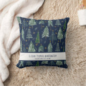 Navy Blue Woodland Forest Sneeuwende Baby Geboorte Kussen (Deken)