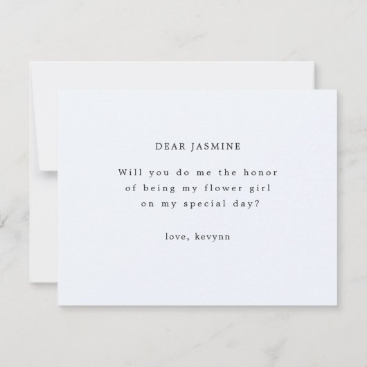 Navy Blue, word jij mijn Bloemenmeisje Kaart (Achterkant)