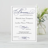 Navy Blue wordt een uitnodiging voor een scriptwed (Staand voorkant)