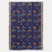 Navy blue woven blanket with a colorful pattern deken (Voorkant Verticaal)