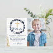 Navy Blue Wreath Gold Community Hartelijk dank! Bedankkaart (Staand voorkant)