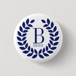 Navy-blue Wreath Monogram Ronde Button 3,2 Cm