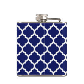 Navy Blue Wt Chevron Pompoen Quatrefoil 3 Monogram Heupfles (Achterkant)