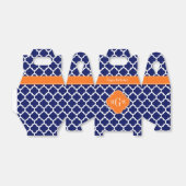 Navy Blue Wt Chevron Pumpkin Quatrefoil 3 Monogram Bedankdoosjes (Uitgevouwen)