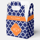 Navy Blue Wt Chevron Pumpkin Quatrefoil 3 Monogram Bedankdoosjes (Geopend)