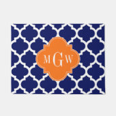 Navy Blue Wt Chevron Pumpkin Quatrefoil 3 Monogram Deurmat (Voorkant)