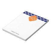 Navy Blue Wt Chevron Pumpkin Quatrefoil 3 Monogram Notitieblok (Linkerzijde)