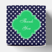 Navy Blue Wt Polka Dot Emerald Green Name Monogram Bedankdoosjes (Bovenkant)
