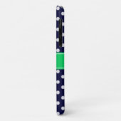 Navy Blue Wt Polka Dot Emerald Green Name Monogram Case-Mate iPhone Case (Achterkant/links)