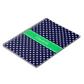 Navy Blue Wt Polka Dot Emerald Green Name Monogram Notitieboek (Linkerzijde)